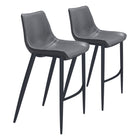 Zuo Magnus Barstool - Dark Grey/Black - Set of 2-Ergonomic and supportive footrest