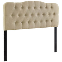 Modway Annabel Upholstered Fabric Queen Headboard - Beige-Elegantly tufted button headboard