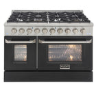 Kucht 48" KDF Series Pro Style Natural Gas Dual Fuel Range - Stainless Steel/Black-Cook and bake like a pro with 2 separate ovens with large oven windows, the main is a heavy-duty blue porcelain oven with 4.2 cu. ft. of capacity while the additional side oven has 2.5 cu. Ft