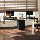 HOMCOM 96" Extra Long Gaming Desk with USB Ports and Drawers - Black-Dual monitor stands elevate screens to a comfortable height, reducing neck strain