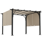 Outsunny 10 ft W x 10 ft L Outdoor Pergola Patio Gazebo Canopy - Beige-10' x 10' pergola with sliding canopy creates a spacious and comfortable space
