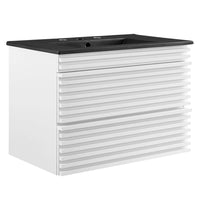 Modway Render 30" Wall-Mount Bathroom Vanity - White/Black-Mid-Century Modern Vanity