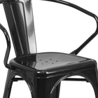 Flash Furniture Black Metal Indoor-Outdoor Chair with Arms-Integrated Arms
