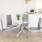 HOMCOM Dining Chairs with Upholstery Seat & Steel Legs - Grey - Set of 4-Modern design with embroidered diamonds add glamour to your dining room, kitchen, bedroom, and more