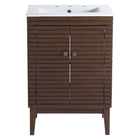 Modway Ledger 24" Bathroom Vanity - Walnut/White-Non-Marking Foot Caps
