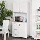 HOMCOM 72.25" H Freestanding Kitchen Pantry Cabinet with Two Doors - White-Middle open space fits coffee maker and other small kitchen applications 