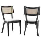 Modway Caledonia Fabric Upholstered Wood Dining Chair - Black/White - 2 Pack-Modern Farmhouse Dining Chairs - Set of 2