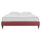 Modway Harlow Performance Velvet Twin Platform Bed Frame - Dusty Rose-Wood Slat Support System