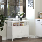 HOMCOM 39.4" L Kitchen Sideboard Storage Cabinet - White-A cabinet, an open shelf, and a spacious countertop for storage and organization