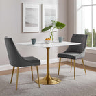 Modway Lippa 36" Square Wood Dining Table - Gold White-Chip-Resistant Metal Pedestal Base
