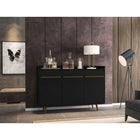 Manhattan Comfort Bradley 53.54" Mid-Century Modern Buffet Stand - Black-90° Open Door Style Including Soft Close Features
