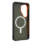 UAG Civilian Rugged Cell Phone Case with Magnets for Galaxy S26 Ultra - Olive Drab/Orange-Soft Impact-Resistant Core with Dynamic Hexagon Pattern