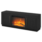 Hudson&Canal Tillman TV Stand with 26" Log Fireplace for TV's up to 75" - Black Grain-Fireplace insert features 4777 BTUs (heat coverage for 400 sq. feet) and an automatic temperature cut-off for safety