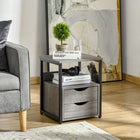 HOMCOM Nightstand with 2 Drawers - Grey-Crafted from durable particleboard and robust metal for everyday reliability