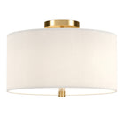 Hudson&Canal Ellis 16" Flush Mount with Fabric Shade - Brass/White-Paired with a white drum fabric shade