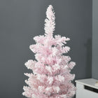 HOMCOM 5' Pencil Artificial Christmas Tree with Snow-Flocked Branches - Pink-Flame-retardant branches are crafted to minimize the risk of catching fire 