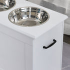 PawHut Elevated Large Dog Bowls with Storage - White-A raised dog food bowl can reduce the strain on dogs' neck, back and joints 