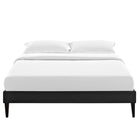 Modway Tessie Vinyl Full Bed Frame with Squared Tapered Legs - Black-Non-Marking Foot Glides
