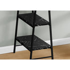 Monarch Specialties 7528 48" Computer Desk - Black Marble-Look/Black Metal-Great for small workspaces in need of storage options, this 3-tier writing desk has a space-saving, open-concept design and is finished on all sides for flexible placement anywhere in your home office