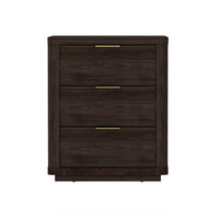 Manhattan Comfort Evelyn 20" Modern 3-Drawer Nightstand - Brown-Modern Nightstand for Bedroom and Living Room Use