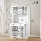 HOMCOM 71" H Pantry Cabinet with Microwave Space and Tall Kitchen Hutch - White-Sleek, modern design with glass and shaker doors for home decor 
