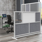 Luxor Modular Wall Extension with Whiteboard - 70" W x 48" H - Segmented Grey Frame, Frosted Acrylic, Cool Grey PET-Connects with all Luxor Room Divider Walls