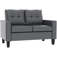 HOMCOM 51" PU Leather Loveseat with Armrests and Tufted Backrest - Grey-51.4" (130.5 cm) wide couch offers roomy seating for two without feeling crowded