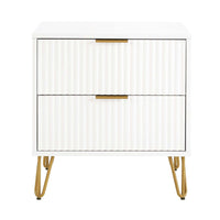 Manhattan Comfort DUMBO 20.07" Modern 2-Drawer Nightstand - White-Modern-Contemporary with a taste of Glam - Nightstand for Bedroom and Living Room Use