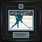 Macklin Celebrini Pin & Plate San Jose Sharks - Framed Print - 18" x 18"-Premium virtual frames