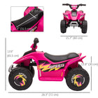 Aosom Toddlers 6V Battery Powered Ride-on ATV - Pink-Four wheels balanced for comfortable riding 
