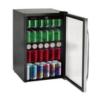 Frigidaire 4.4 Cu. Ft. 126-Can Stainless Steel Beverage Center-4 Slide-out Tempered Glass Shelves with Black Trim