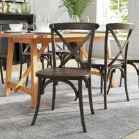 Flash Furniture HERCULES Series Stackable Early American Wood Cross Back Chair-Stackable Bistro Style Chair