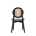 Manhattan Comfort Versailles 18.5" Industry Chic Round Back Dining Chair - Black and Natural Cane - Set of 2-Delivered to you Fully Assembled! No Assembly Required