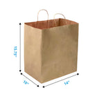 Reliabag Paper Bags - Twist Handles - 14" W x 10" D x 15.75" H - Kraft - 200 Pack-Re-enforced Twisted Twine Handles