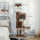 PawHut 63" Cat Tree with Sisal Scratching Posts and Condos - Leopard Print-Sisal-wrapped posts meet scratching urges, saving your furniture from any damage 