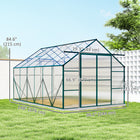 Outsunny 12' x 8' Aluminium Polycarbonate Greenhouse with Adjustable Roof Vent- UV-protective polycarbonate panels shield plants from intense sunlight
 