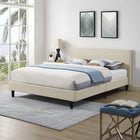 Modway Anya Fabric Full Bed - Beige-Slatted Poplar Wood Support System