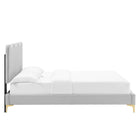Modway Current Performance Velvet Twin Platform Bed with Gold Metal Legs - Light Grey-Bed Frame Weight Capacity: 800 lb