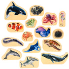 TickiT Wooden Sea Life Blocks - Set of 15-15 sea creatures: This set features 15 double-sided wooden blocks with printed sea animals. Encourage kids to use their imagination as they examine ocean creatures