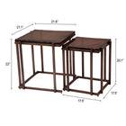 Zuo Shimai Nesting Table - Bronze - Set of 2-Dimensions: 21.8" L x 21.1" W x 22.0" H