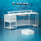 HOMCOM 79" Industrial Gaming Desk with RGB Lights and USB Ports - White-This desk features a monitor stand for an optimal viewing angle