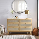 Modway Soma 6-Drawer Dresser - Oak-Natural Rattan Weave