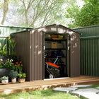 Outsunny 7' x 4' x 6' Garden Storage Shed with Steel Foundation Kit & Double Doors - Brown-Heavy duty construction with reinforced ridged walls and a foundation kit
