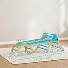 Qaba 8-in-1 Foldable Pikler Triangle Set with Arch, Ramp and Ladder - Blue-Reversible ramp functions as a smooth slide or a challenging climbing wall 