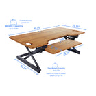 Rocelco 46" Deluxe Adjustable Height Desk Riser with Enhanced Vertical Range - Teak-New wider keyboard tray to accommodate ergonomic and gaming keyboards