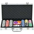 Soozier 300-Piece Poker Chips Set with Aluminium Case-Complete set with 300 chips, two decks of cards, five dices, a dealer button, a small and big blind and a mat 