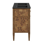 Modway Elysian 48" Wood Double Sink Bathroom Vanity - Black/Brown-Mango Wood Construction