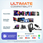 Delton K130 Wireless Noise Canceling Bluetooth Computer Earbud Headset - MS Teams - Black-Noise-canceling mic can be rotated so that you can comfortably work on either your left or right ear