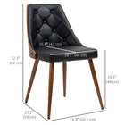 HOMCOM Modern Dining Chairs with Solid Wood Back & Steel Legs - Black - Set of 2-Thick foam filling and PU leather for added comfort and relaxation