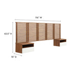 Modway Render 7-Piece Wall Mount Queen Headboard with Nightstands - Walnut White-Assembly Required